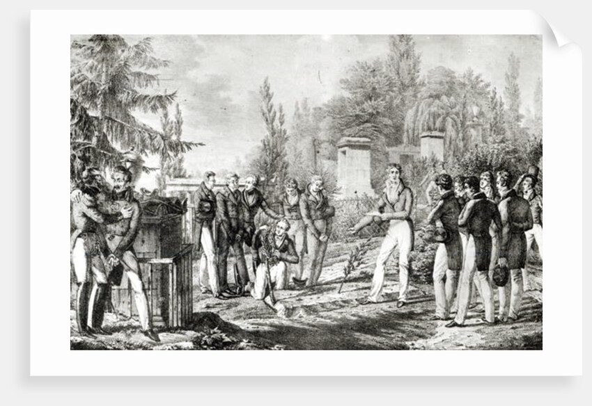 Students from the Ecole Polytechnique at the tomb of Gaspard Monge, September 1818 by Hippolyte Lecomte