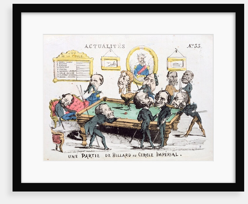 Une Partie de Billard au Cercle Imperial, caricature of Second Empire society, issue 33 of 'Actualites', 1870 by French School