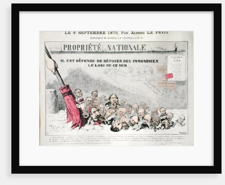 Defense de deposer des immondices le long de ce mur, caricature of Second Empire politicians by Alfred Le Petit