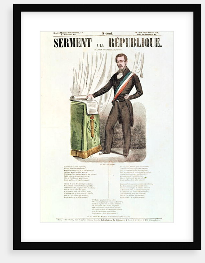 Illustrated lyric sheet for 'Serment a la Republique', c.1848-52 by French School