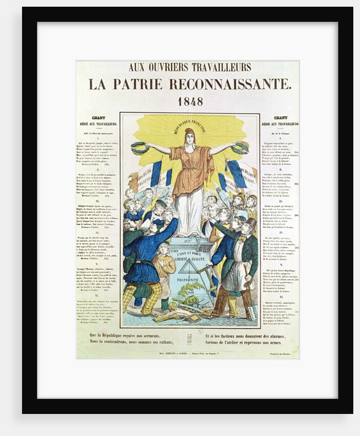 Illustrated lyric sheet for a song dedicated to the workers, 1848 by French School