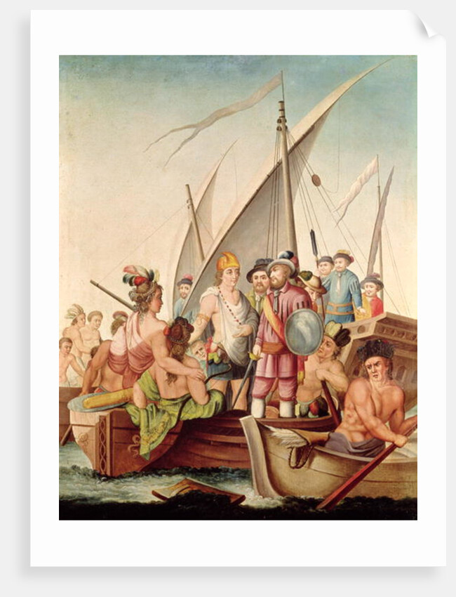 The Arrival of Hernando Cortes in Mexico by Spanish School