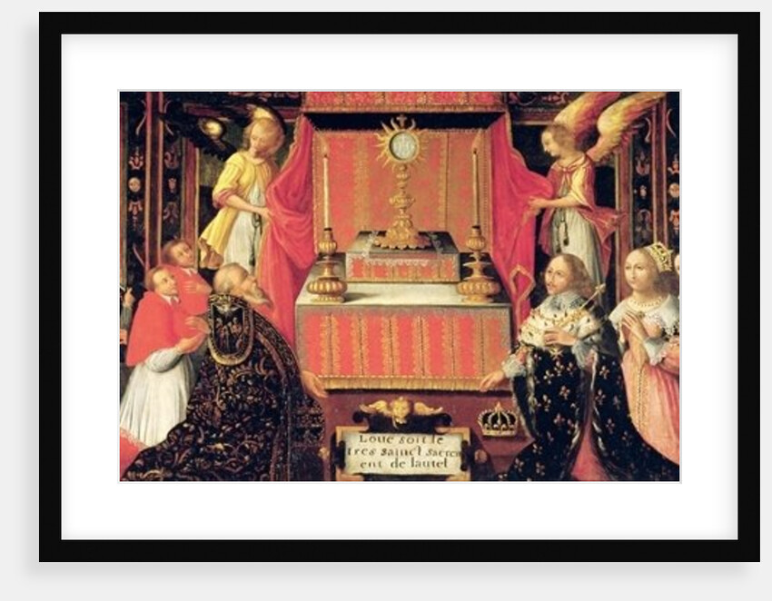 Louis XIII Anne of Austria Infanta of Spain and Gaston de France Duke of Orleans before the Holy Sacrament by French School