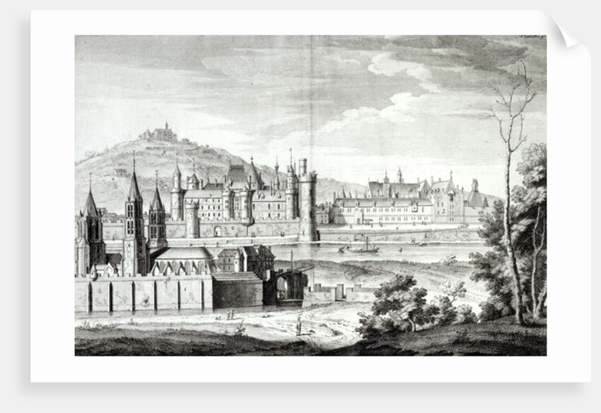 View of the Abbey of Saint-Germain-des-Pres, the Louvre, Petit Bourbon, Montmartre and the Seine in 1410 by Jean Chaufourier