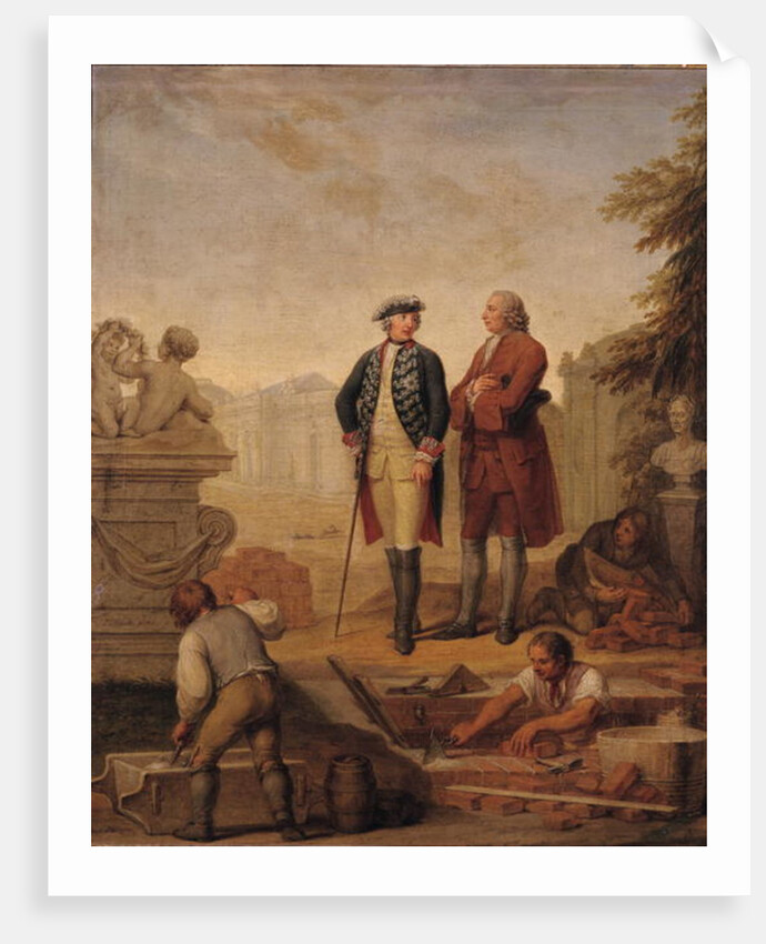 King Frederick II of Prussia and the Marquis of Argens inspecting the construction of Sanssouci in Potsdam by Johann Christoph Frisch