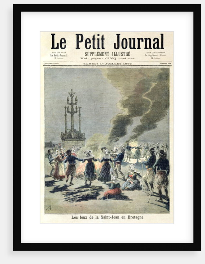 Bonfires lit to celebrate the summer solstice in Brittany by Fortune Louis & Meyer Henri Meaulle