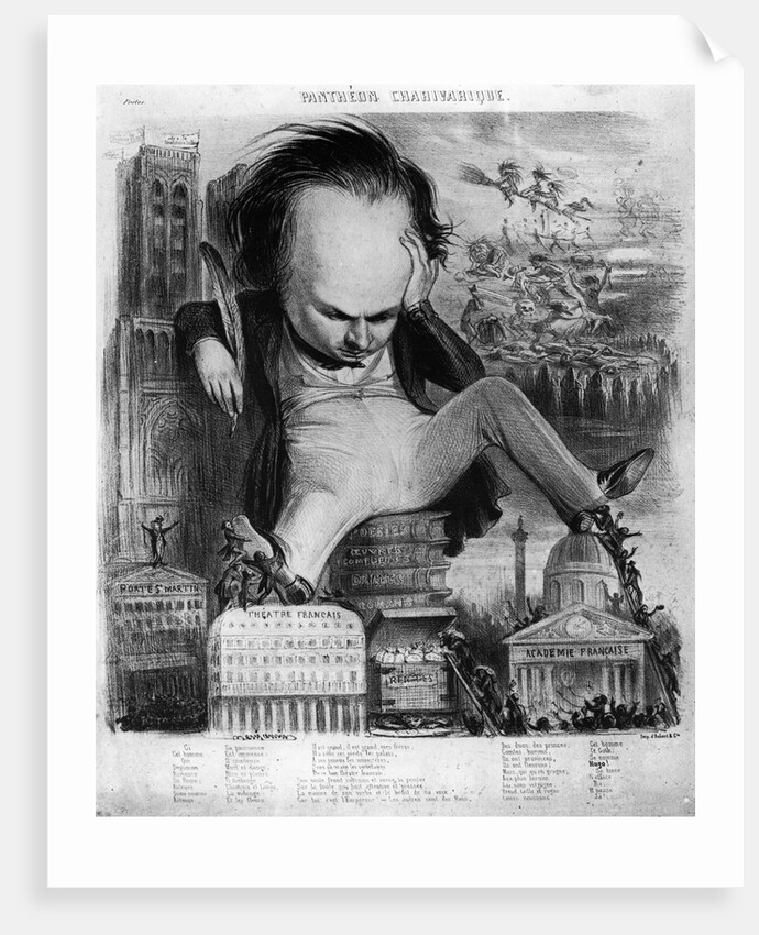Caricature of Victor Hugo from 'Le Pantheon Charivarique', 19th century by Benjamin Roubaud