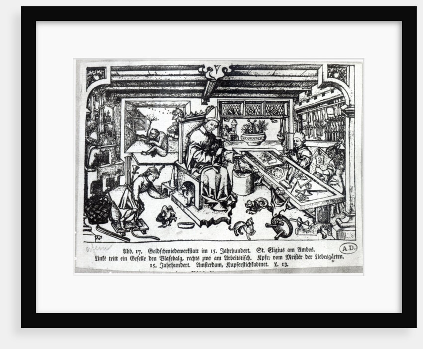 St. Eligius as a goldsmith in his workshop, c.1450 by Master of the Gardens of Love