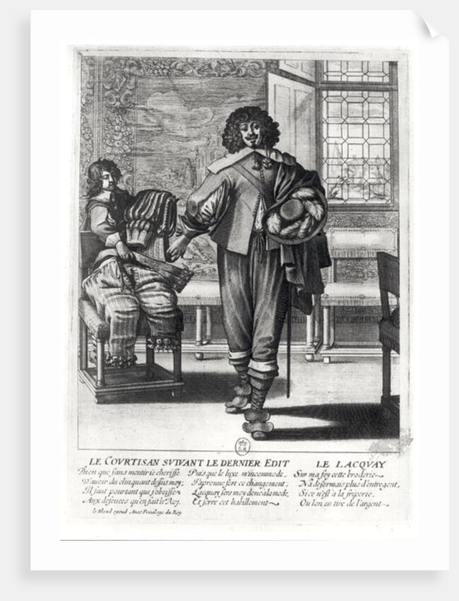 Courtier following the last royal edict in 1633 and his lacquey by Abraham Bosse