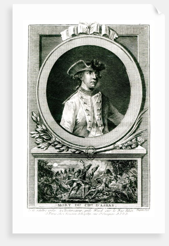 Portrait of Louis, chevalier d'Assas, and his death at Clostercamp in 1760 by the Younger Dupin