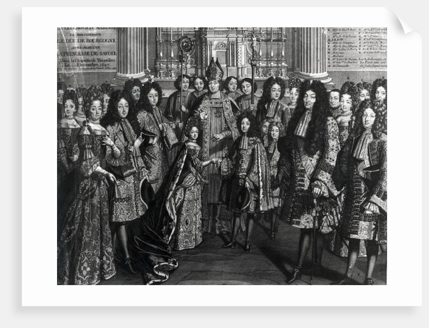 Marriage of Louis de France, duke of Bourgogne with Marie Adelaide de Savoie in the Royal Chapel of Versailles, December 1694, in the presence of the King Louis XIV by French School