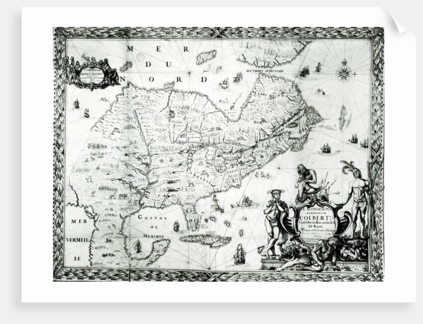 Map of New France dedicated to Colbert by Duchesneau, Intendant, 1681 by Jean Baptiste Louis Franquelin