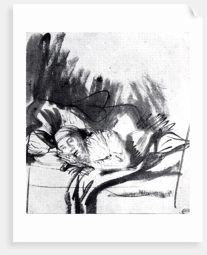 Sick woman in a bed, maybe Saskia, wife of the painter, 1640 by Rembrandt Harmensz. van Rijn