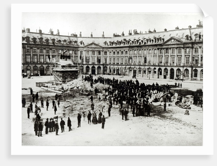 Destruction of the Vendome Column during the Commune, 1871 by French Photographer