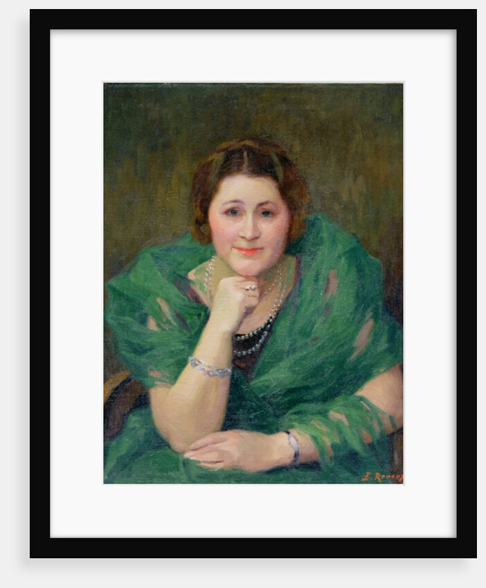 Portrait of a Russian Woman with a Green Scarf by Jules Ernest Renoux
