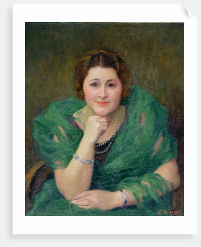 Portrait of a Russian Woman with a Green Scarf by Jules Ernest Renoux