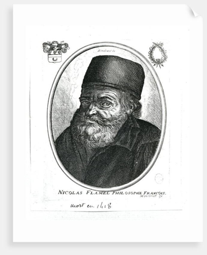 Nicolas Flamel engraved by Balthazar Moncornet by Rembrandt Harmensz. van Rijn