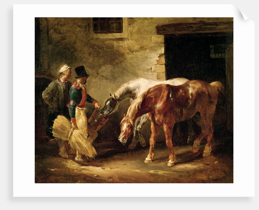 Two Post Horses at the Door of a Stable by Theodore Gericault