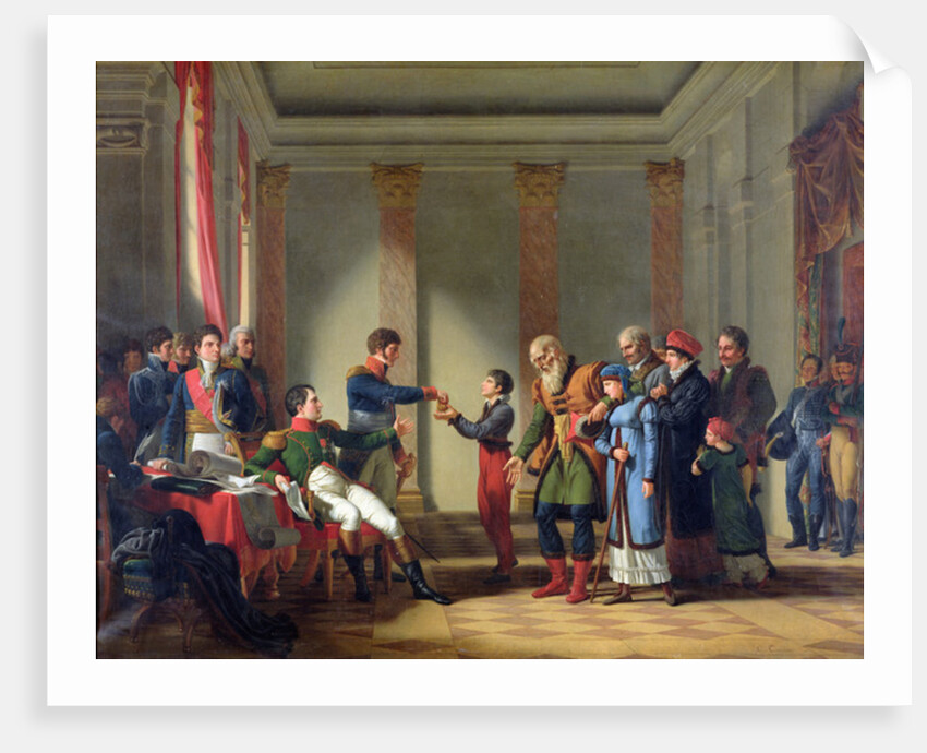 Napoleon Bonaparte Giving a Pension of A Hundred Napoleons to the Pole, Nerecki, aged 117 years, January 1807, 1812 by Jean-Charles Tardieu