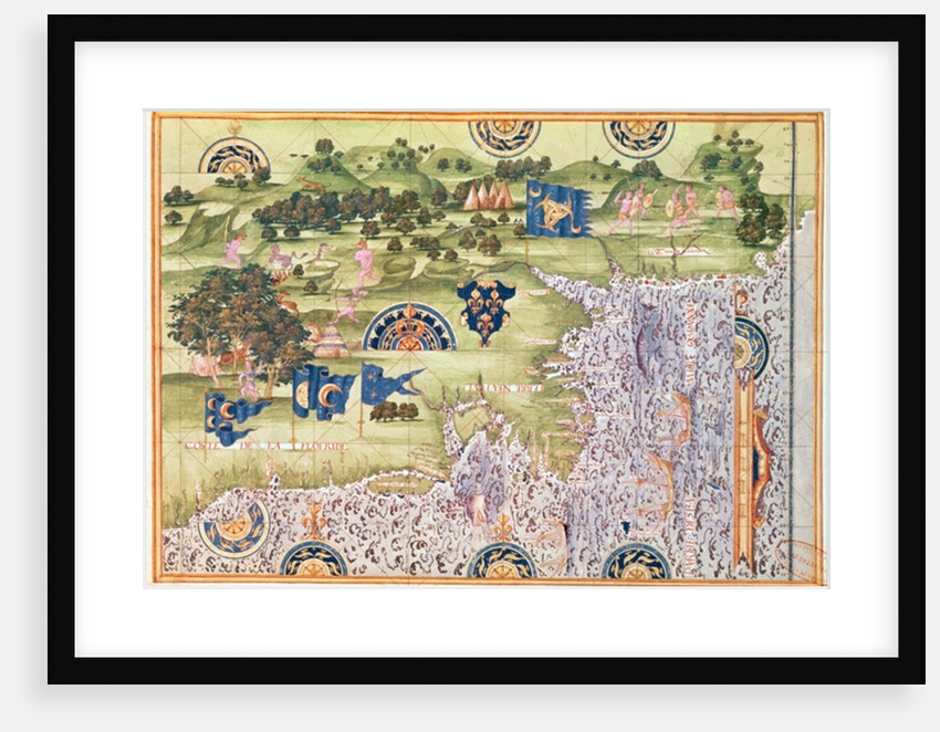 Fol.56v Map of Florida, Canada and Labrador by Guillaume Le Testu