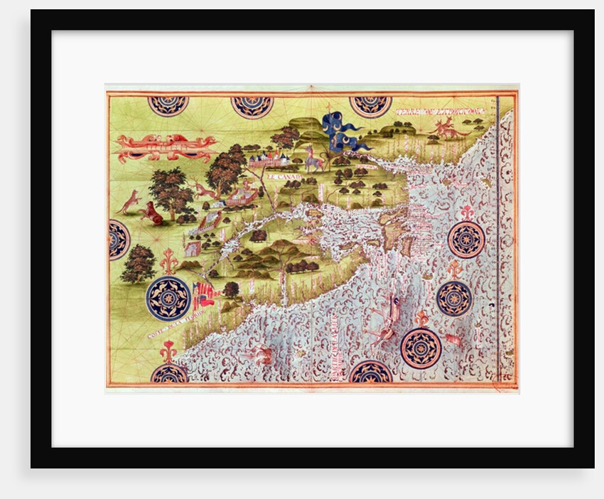 Fol.57v Map of Canada and Florida by Guillaume Le Testu