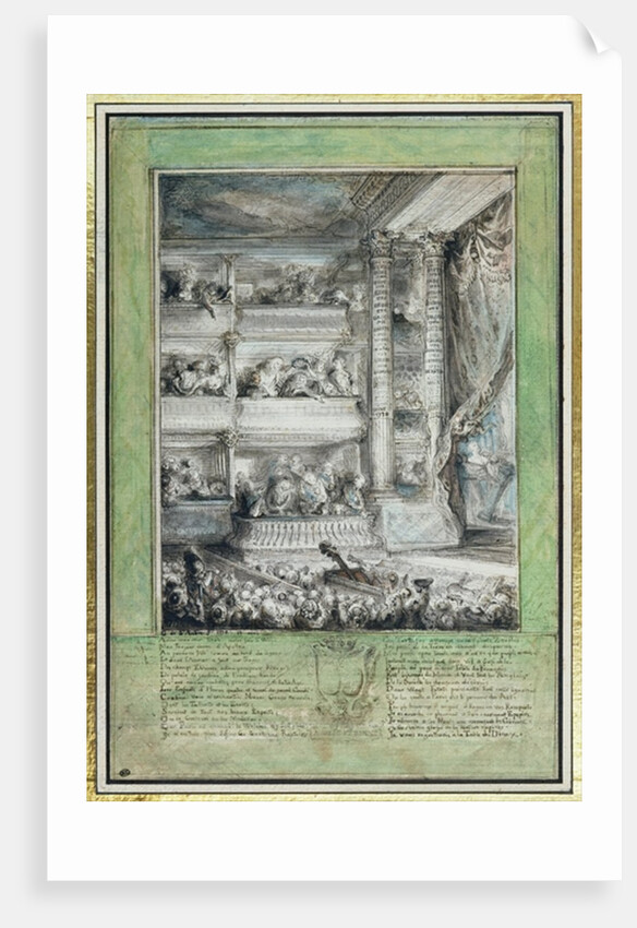 The Crowning of Voltaire at the Theatre Francais by Gabriel de Saint-Aubin