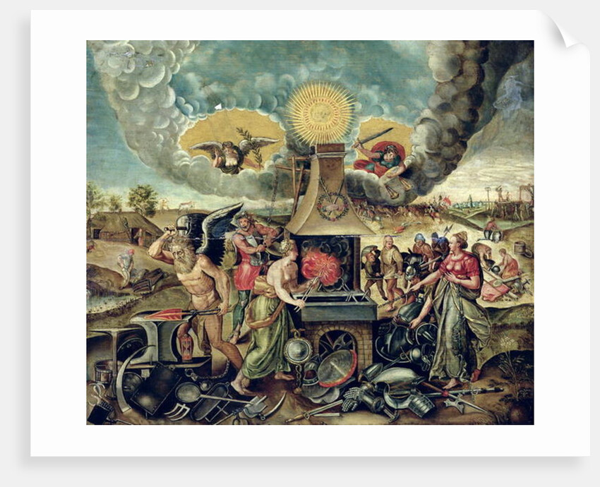 The Forges of Vulcan with Time Turning Weapons into Tools by Flemish School