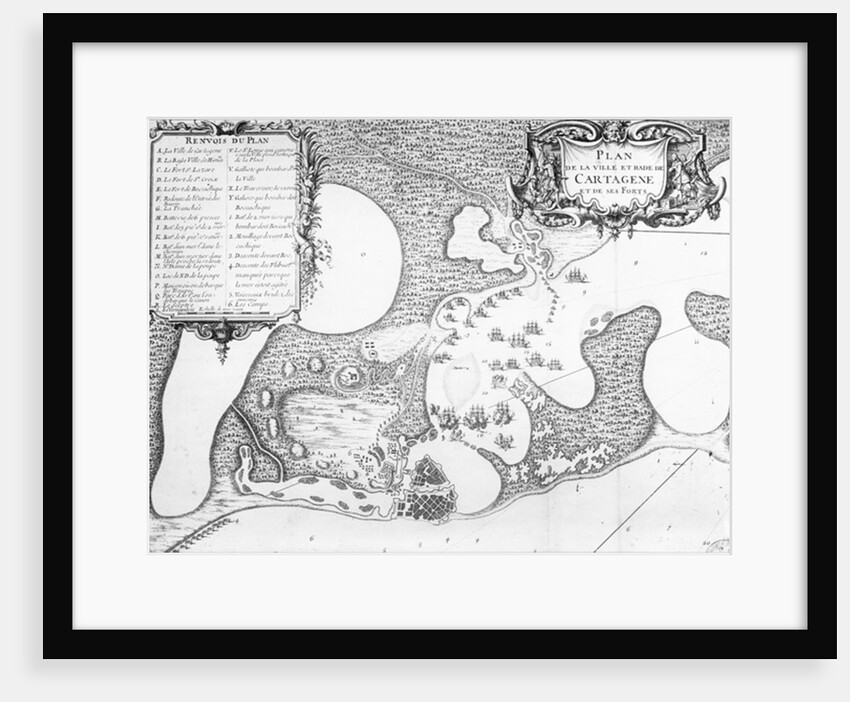 Plan of the Town and Harbour of Cartagena, Colombia, in 1697 by French School