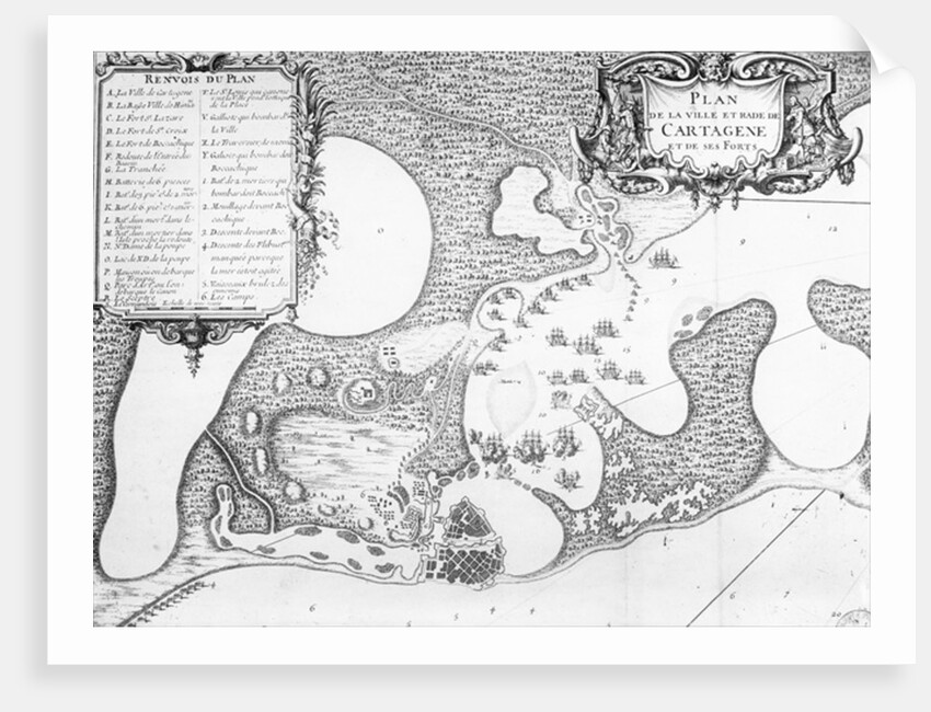 Plan of the Town and Harbour of Cartagena, Colombia, in 1697 by French School