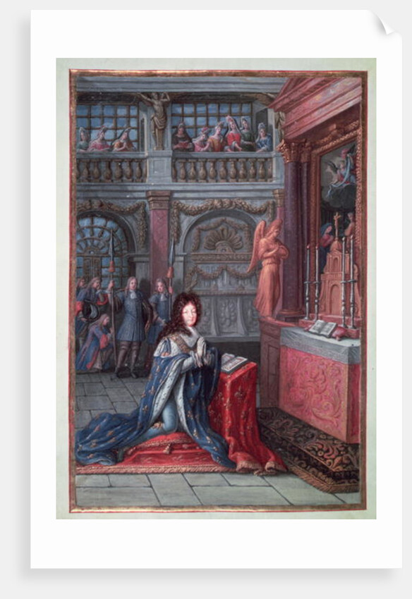 Frontispiece of the 'Hours of Louis XIV' depicting Louis XIV at Prayer by French School