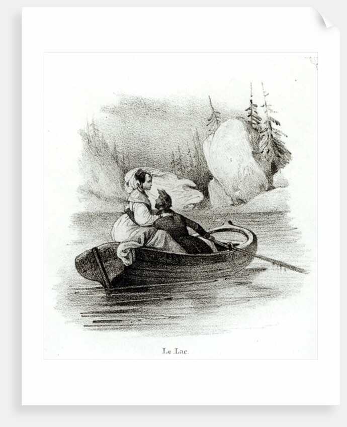 Alphonse de Lamartine and Elvire on the Lake at Bourget by Victor (after) Adam