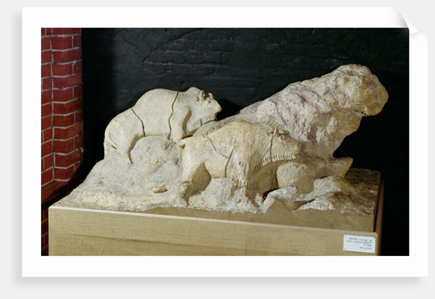 Copy of a sculpture of bisons, from Le Tuc-d'Audoubert, Magdalenian by School French