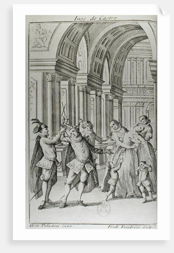 Illustration from the frontispiece of 'Ines de Castro' by Antoine Houdar de La Motte engraved by Ferdinando Fambrini by Giuseppe Paladini