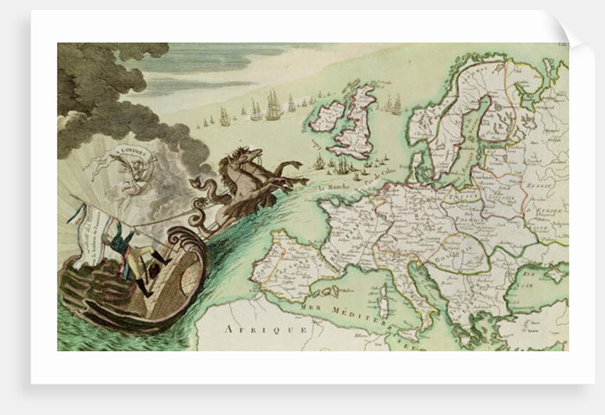 Map illustrating the Naval Attack on England by Napoleon Bonaparte c.1803-04 by French School