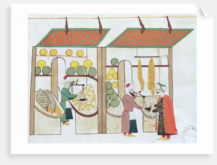 Ms.1671 Two Fruit Shops, c.1580 by Islamic School