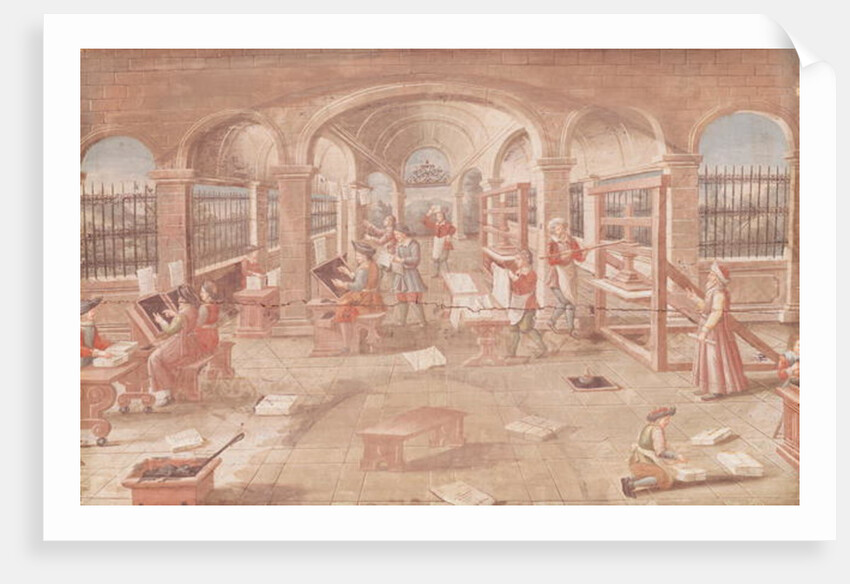Interior of a Printing Works in the 16th Century by French School