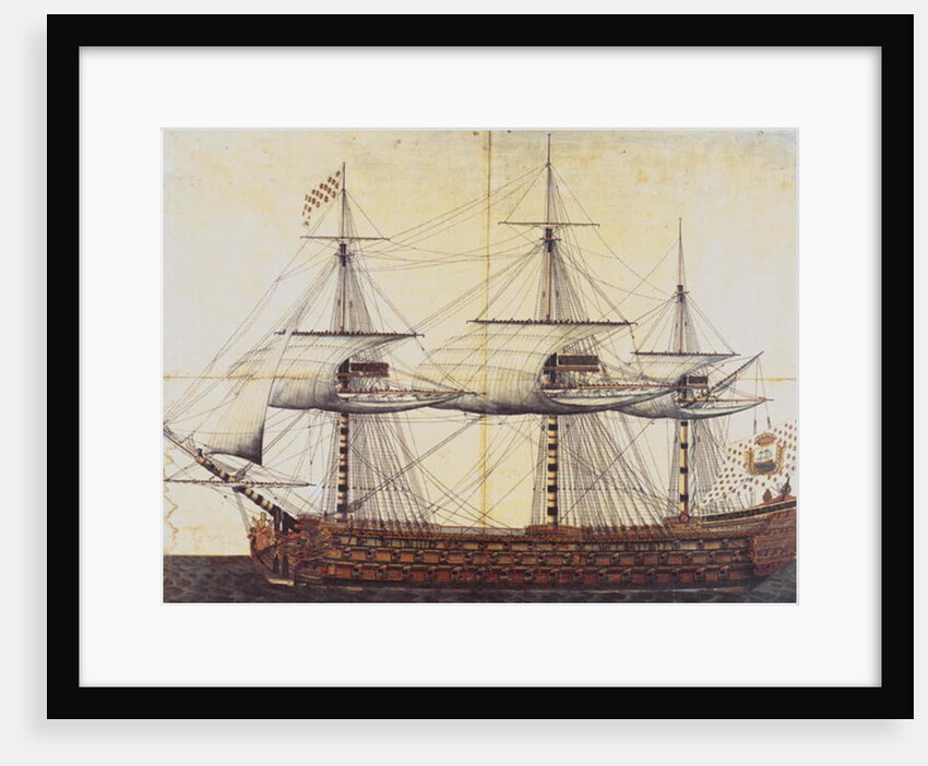 The Ship 'La Ville de Paris' launched at the port of Rochefort, 19th January 1760 by French School
