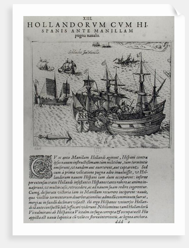 Naval combat between the Dutch and the Spanish off the coast of Manila by Dutch School