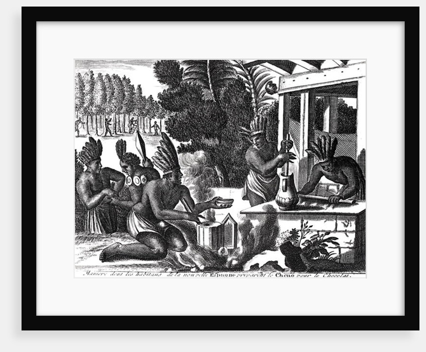 How the Natives of New Spain prepared cacao for chocolate, 16th century by Theodor de Bry