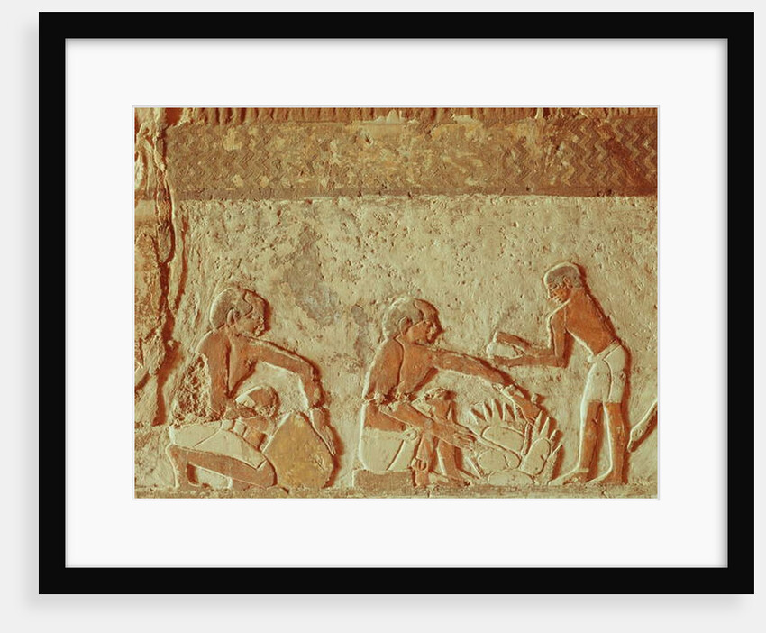 Relief depicting the making and baking of bread, Old Kingdom by Egyptian 5th Dynasty