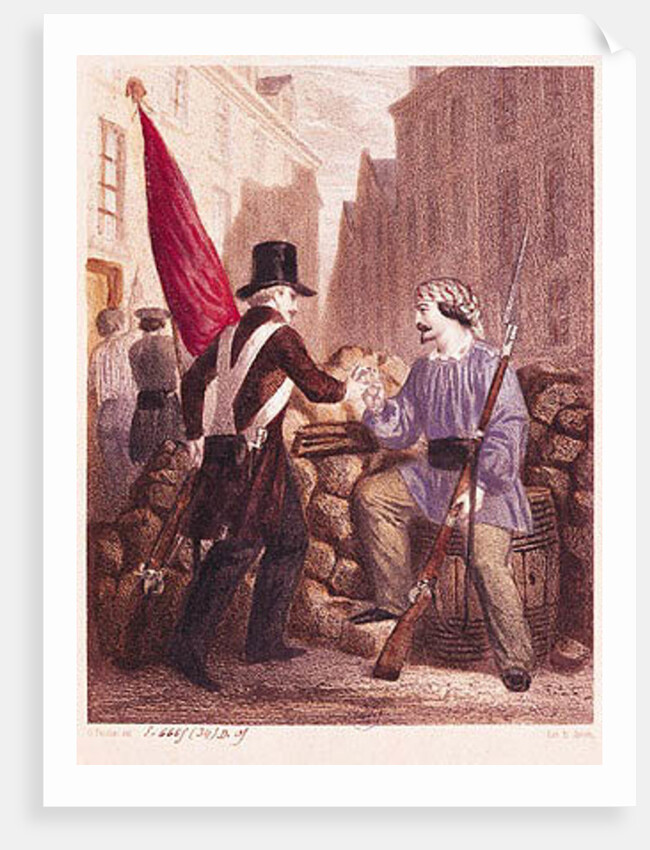 A Worker Sharing his Bread with a Student Carrying a Red Flag by Georges Alexandre Fischer