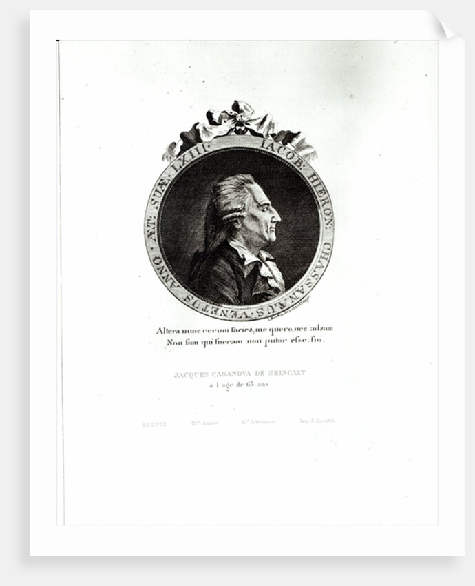 Medallion Portrait of Giacomo Casanova age 63, 1788 by Johann Berka