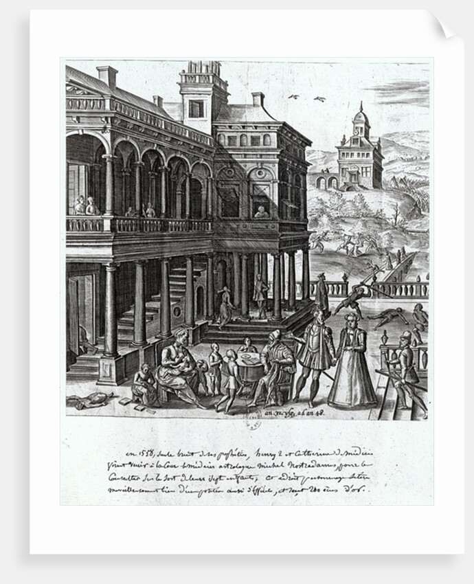Michel de Nostradame being consulted on the fate of the seven children of Catherine de Medici and Henri II 1548 by French School