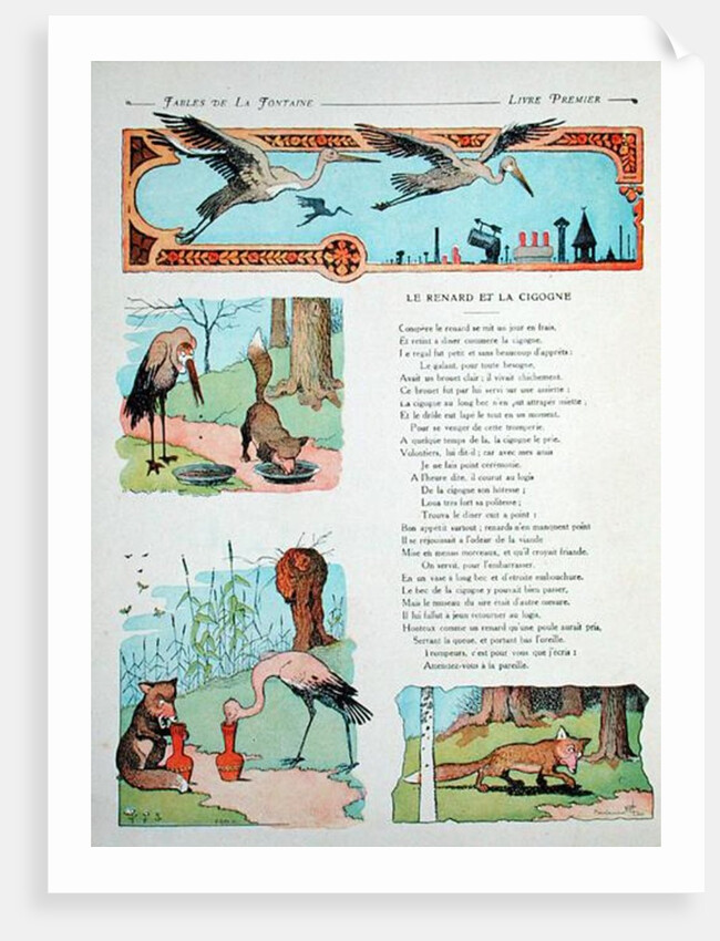 The Stork and the Fox by Benjamin (after) Rabier