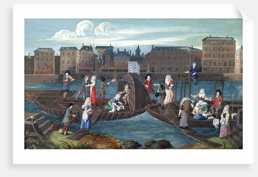 Fish Shop and Laundry Boat at the Quai de la Megisserie, c.1670 by French School