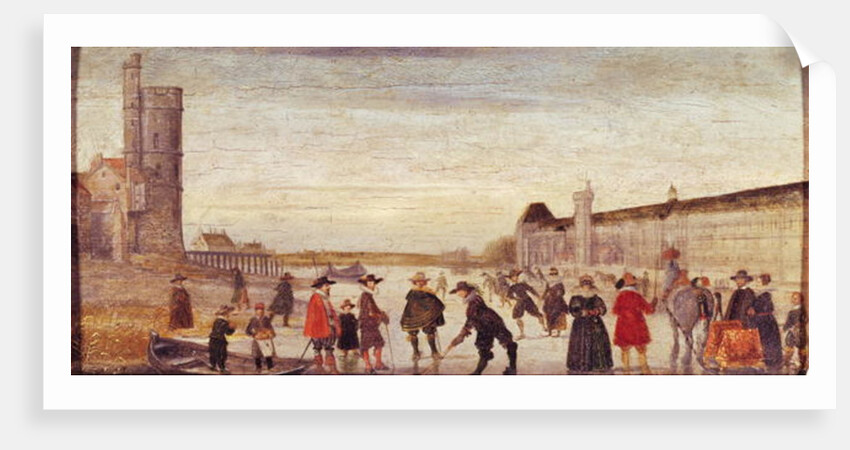 Skaters on the Seine in 1608 by Flemish School