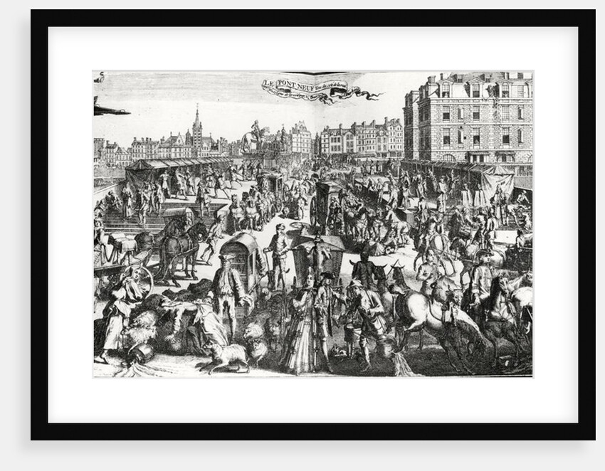 The Congestion in Paris, Pont Neuf from the Rue Dauphine by Nicolas Guerard