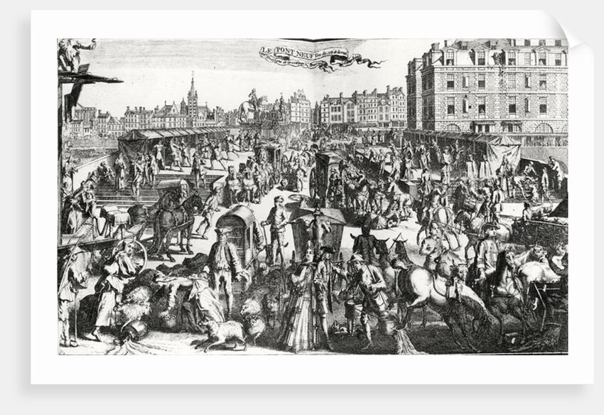 The Congestion in Paris, Pont Neuf from the Rue Dauphine by Nicolas Guerard