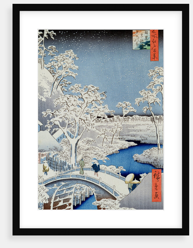 Drum Bridge and Setting Sun Hill at Meguro, 1857 by Ando or Utagawa Hiroshige