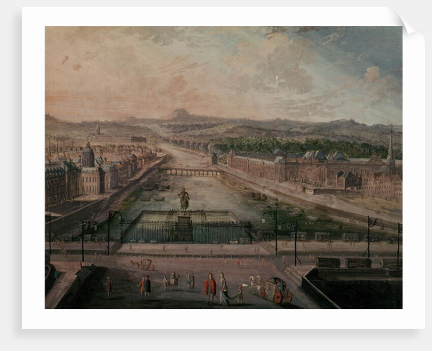 View of Place Dauphine and the Seine by French School